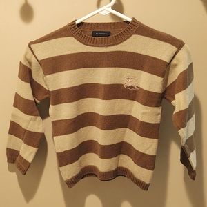 Burberry Toddler Boys Lightweight L/S Sweater Tan/Olive Stripe 6T